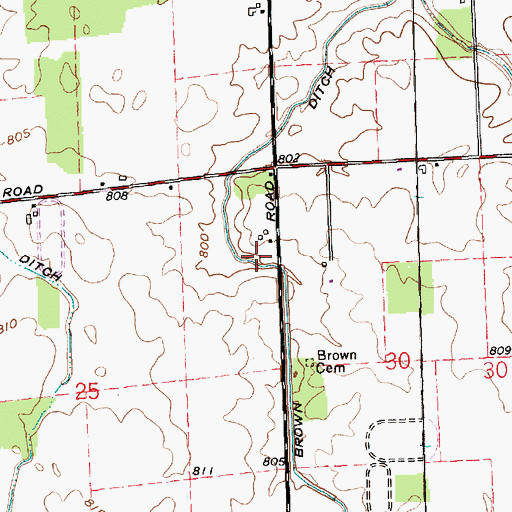 Topographic Map of Brown Ditch, IN