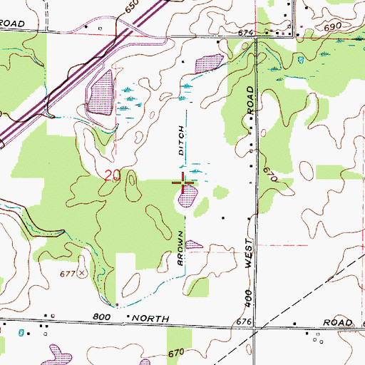 Topographic Map of Brown Ditch, IN