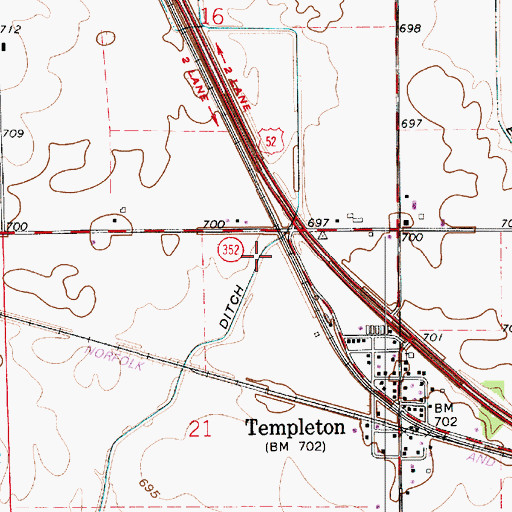 Topographic Map of Brown Ditch, IN