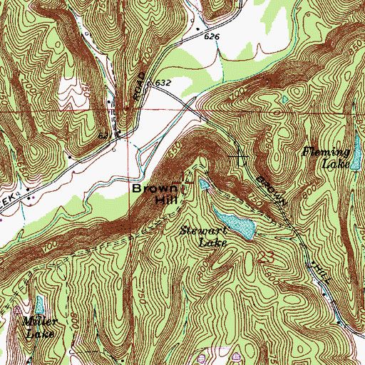 Topographic Map of Brown Hill, IN