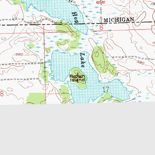 Topographic Map of Brown Island, IN