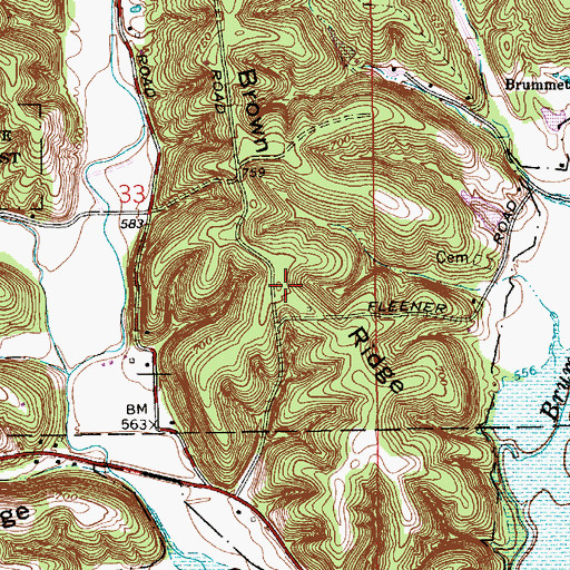 Topographic Map of Brown Ridge, IN