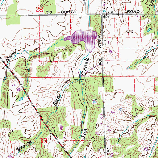 Topographic Map of Brown Run, IN