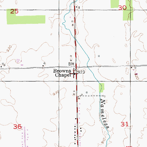 Topographic Map of Browns Chapel, IN