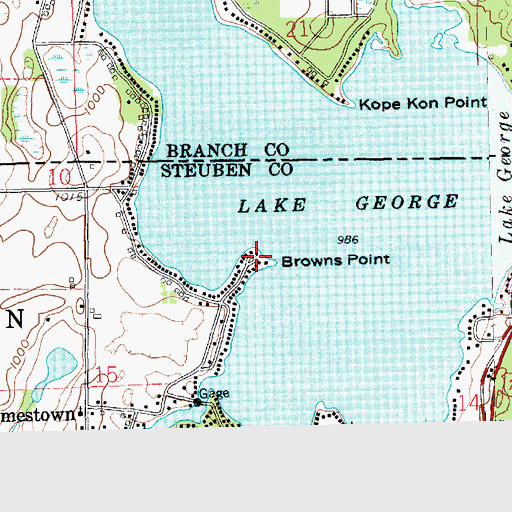 Topographic Map of Browns Point, IN