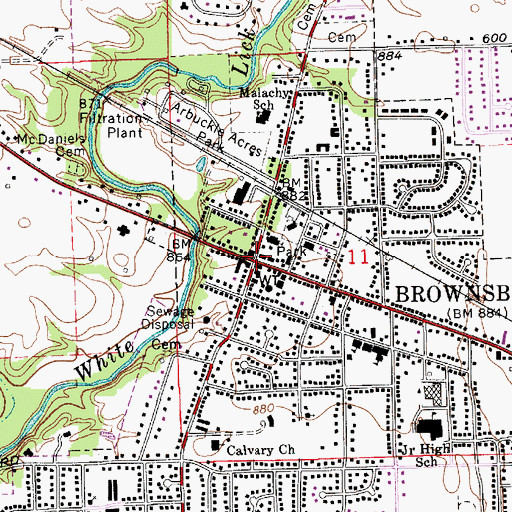 Topographic Map of Brownsburg, IN
