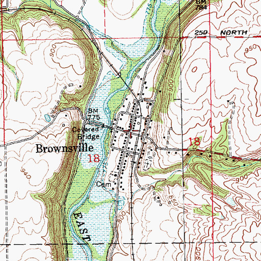 Topographic Map of Brownsville, IN