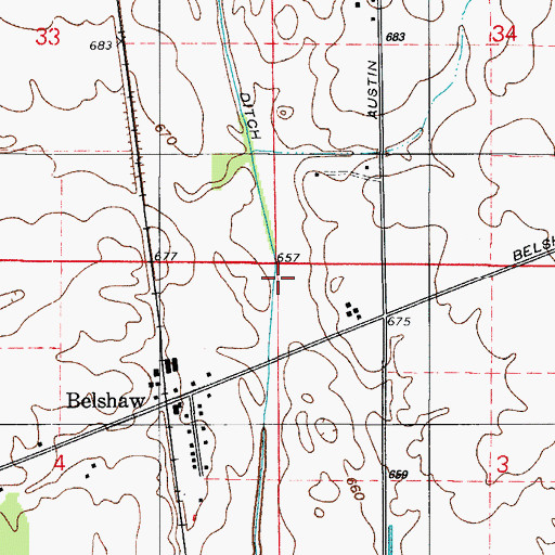 Topographic Map of Bruce Ditch, IN