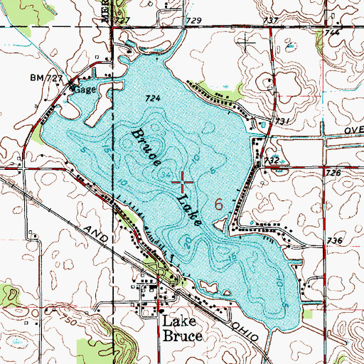 Topographic Map of Bruce Lake, IN