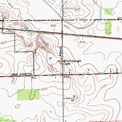 Topographic Map of Brumbaugh Cemetery, IN