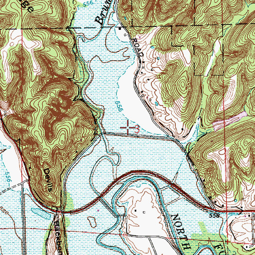 Topographic Map of Brummett Creek, IN