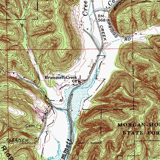 Topographic Map of Brummett Creek Church, IN