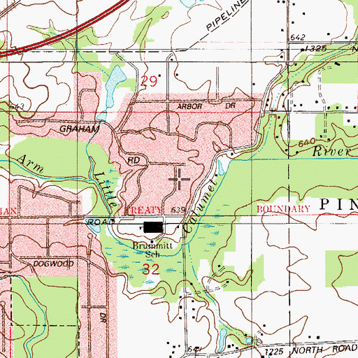 Topographic Map of Brummitt Acres, IN