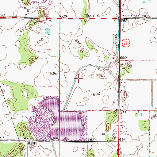 Topographic Map of Bruner Ditch, IN