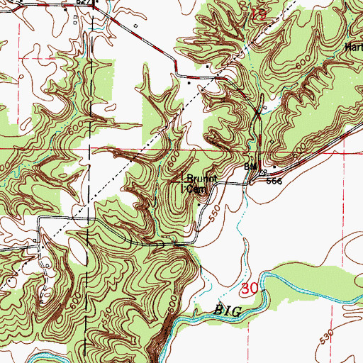 Topographic Map of Brunot Cemetery, IN