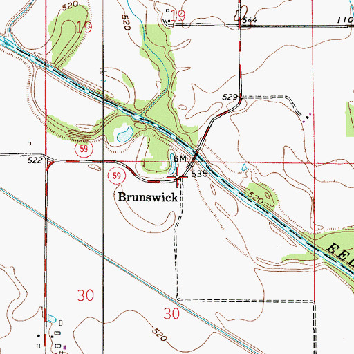 Topographic Map of Brunswick, IN