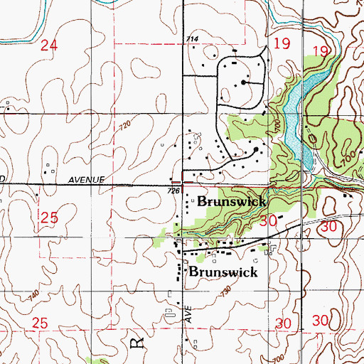 Topographic Map of Brunswick, IN