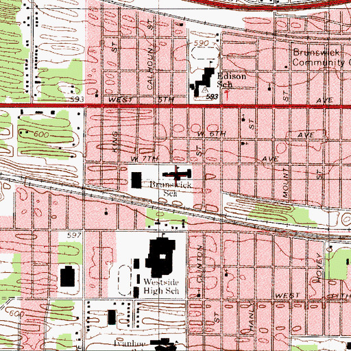 Topographic Map of Brunswick Elementary School, IN