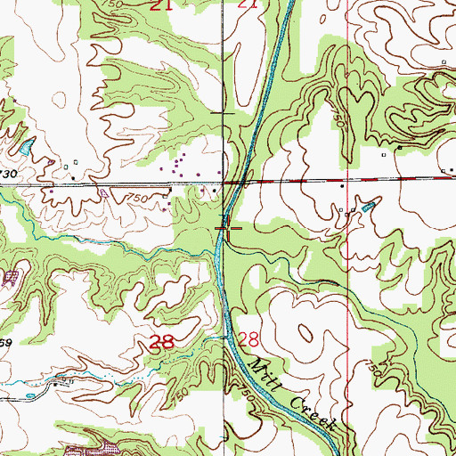 Topographic Map of Brush Creek, IN