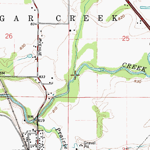 Topographic Map of Brush Creek, IN