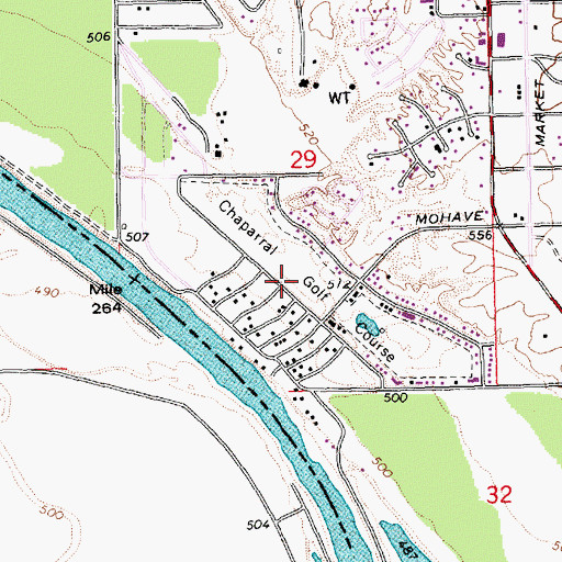 Topographic Map of Chaparral Golf Course, AZ