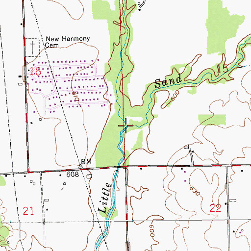 Topographic Map of Brush Creek, IN
