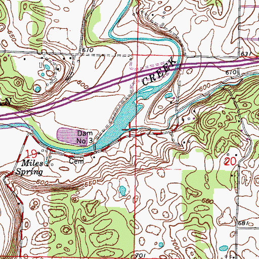 Topographic Map of Brush Heap Creek, IN
