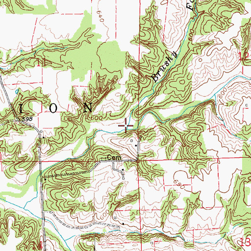 Topographic Map of Brushy Fork, IN