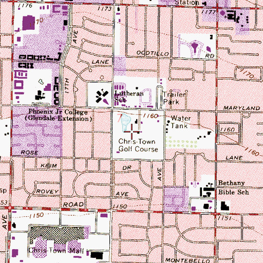 Topographic Map of Chris-Town Golf Course, AZ
