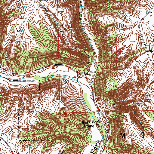 Topographic Map of Brushy Fork, IN