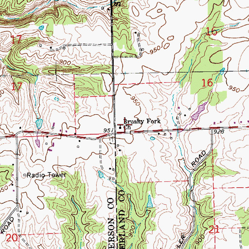 Topographic Map of Brushy Fork Church, IN