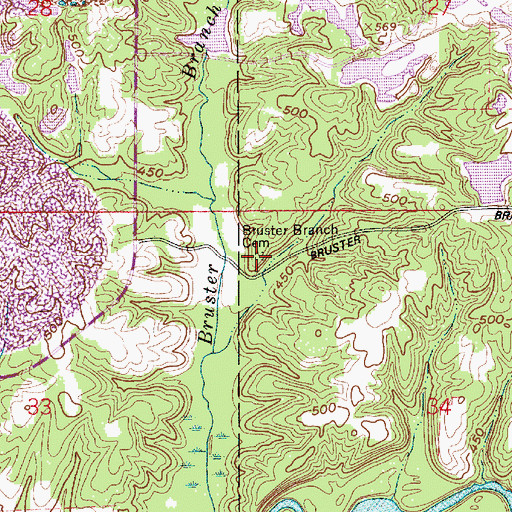 Topographic Map of Bruster Branch Cemetery, IN