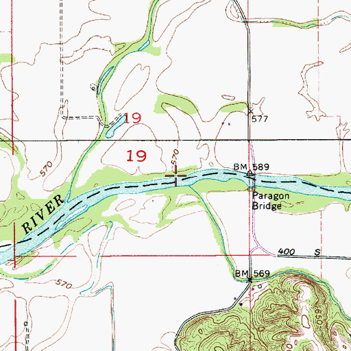 Topographic Map of Bryant Creek, IN