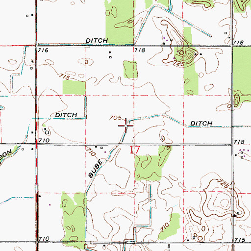 Topographic Map of Bube Ditch, IN