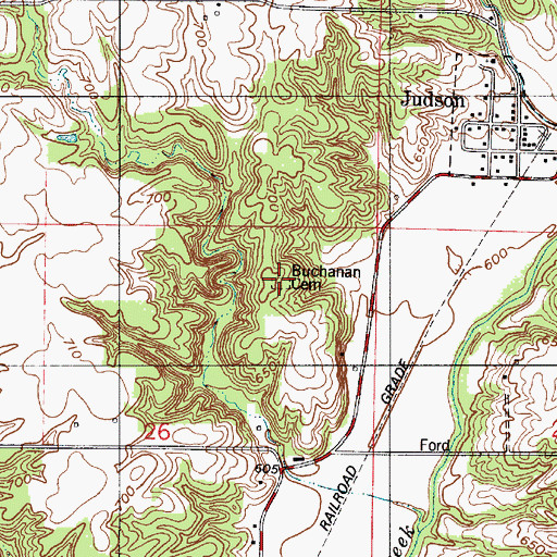 Topographic Map of Buchanan Cemetery, IN