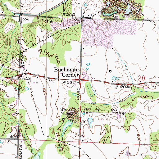 Topographic Map of Buchanan Corner, IN