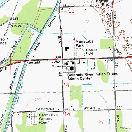 Topographic Map of Colorado River Indian Tribes Administration, AZ