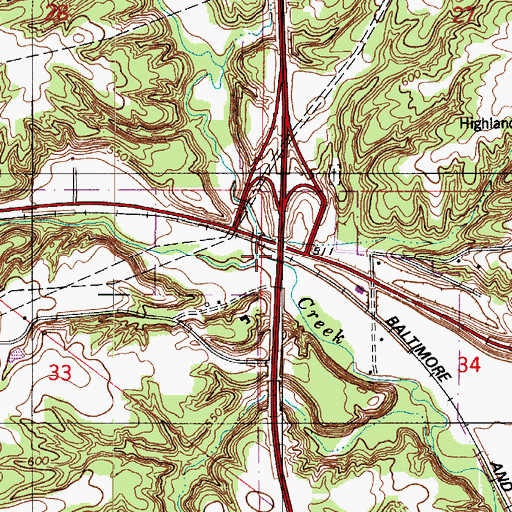 Topographic Map of Buck Creek, IN