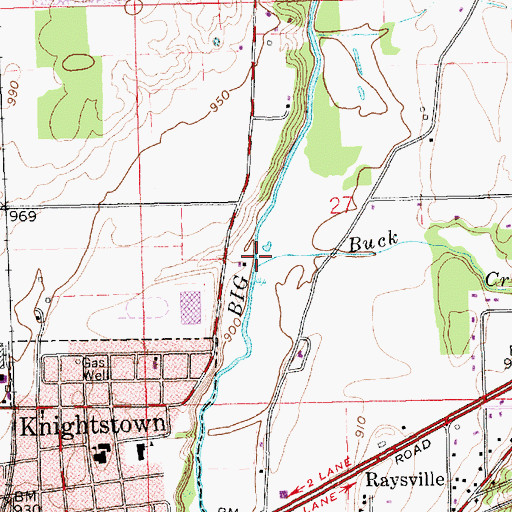 Topographic Map of Buck Creek, IN
