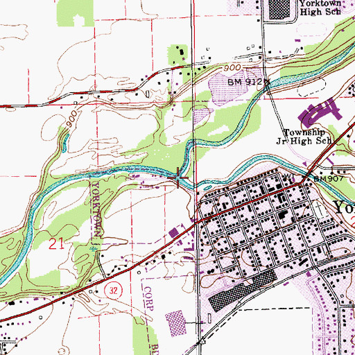 Topographic Map of Buck Creek, IN