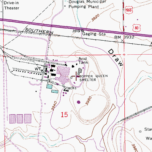 Topographic Map of Copper Queen Smelter, AZ