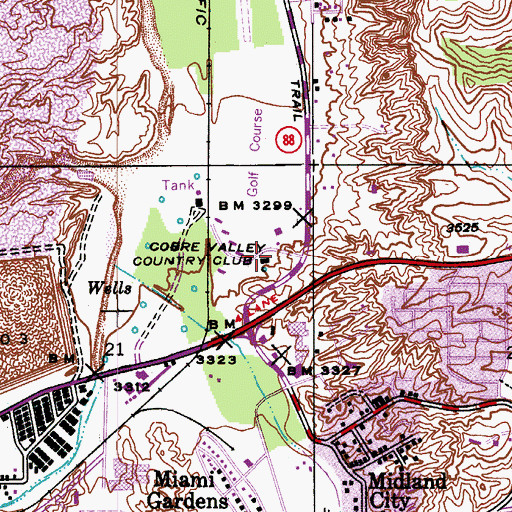 Topographic Map of Corre Valley Country Club, AZ