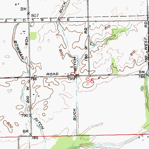 Topographic Map of Buck Ditch, IN