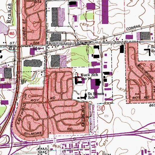 Topographic Map of George Buck Junior High School, IN