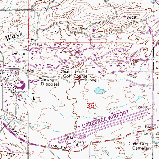 Topographic Map of Desert Forest Golf Course, AZ