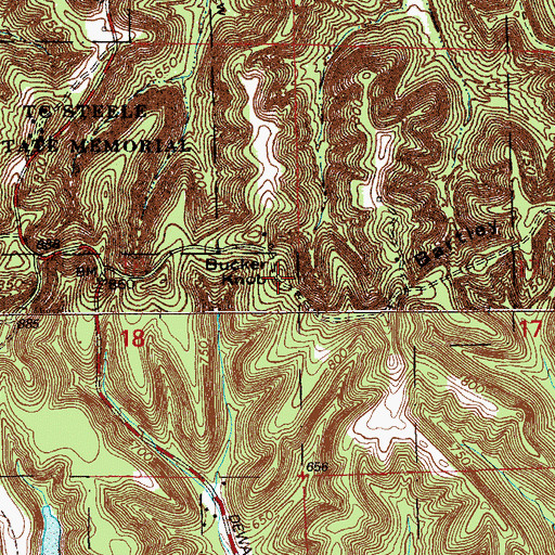 Topographic Map of Bucker Knob, IN