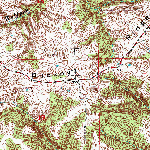 Topographic Map of Buckey Ridge, IN