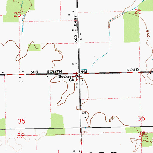 Topographic Map of Buckeye Church, IN