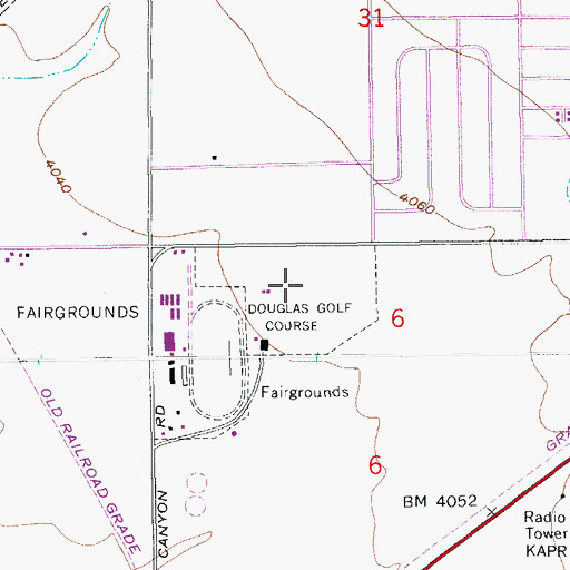 Topographic Map of Douglas Golf Course, AZ