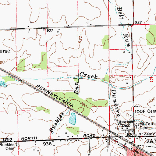 Topographic Map of Buckles Run, IN